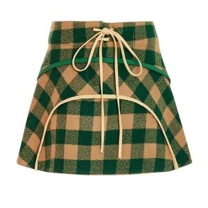Rosie Assoulin Lumberjack Wool Cotton Plaid Flared Mini Skirt NWT Sz 4 $795